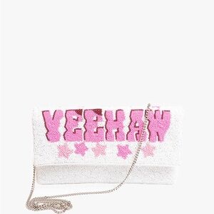 Yeehaw Pink and White Beaded Crossbody Bag